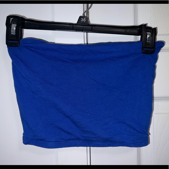 Garage blue strapless tube crop top - Picture 1 of 3